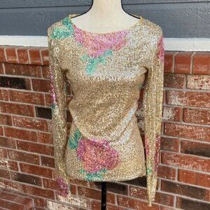 Intimately Free People Gold Rush Long Sleeve Top Champagne Pink Medium NWT